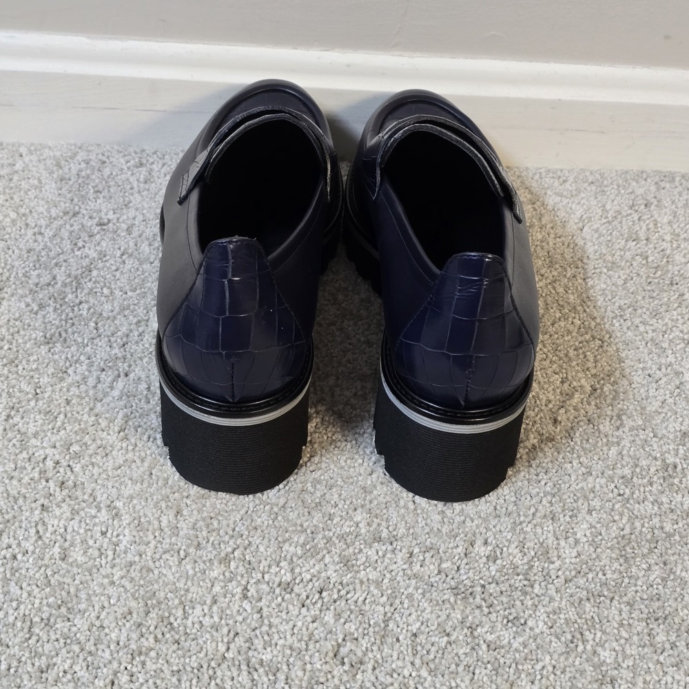 M. GEMÍ ELSA NAVY BLUE CROC‎ CHUNKY LEATHER LOAFERS WOMEN'S SZ 11 ( EU 42) - Picture 7 of 8